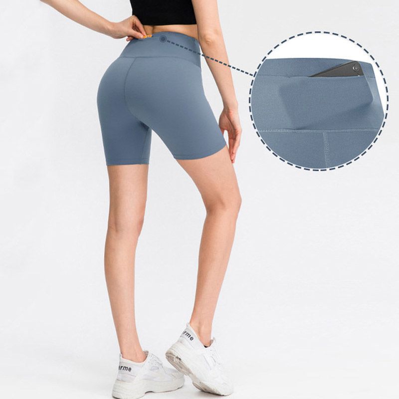 Women High Waist Leggings Yoga Shorts,Running Tights Sports Shorts（Blue）