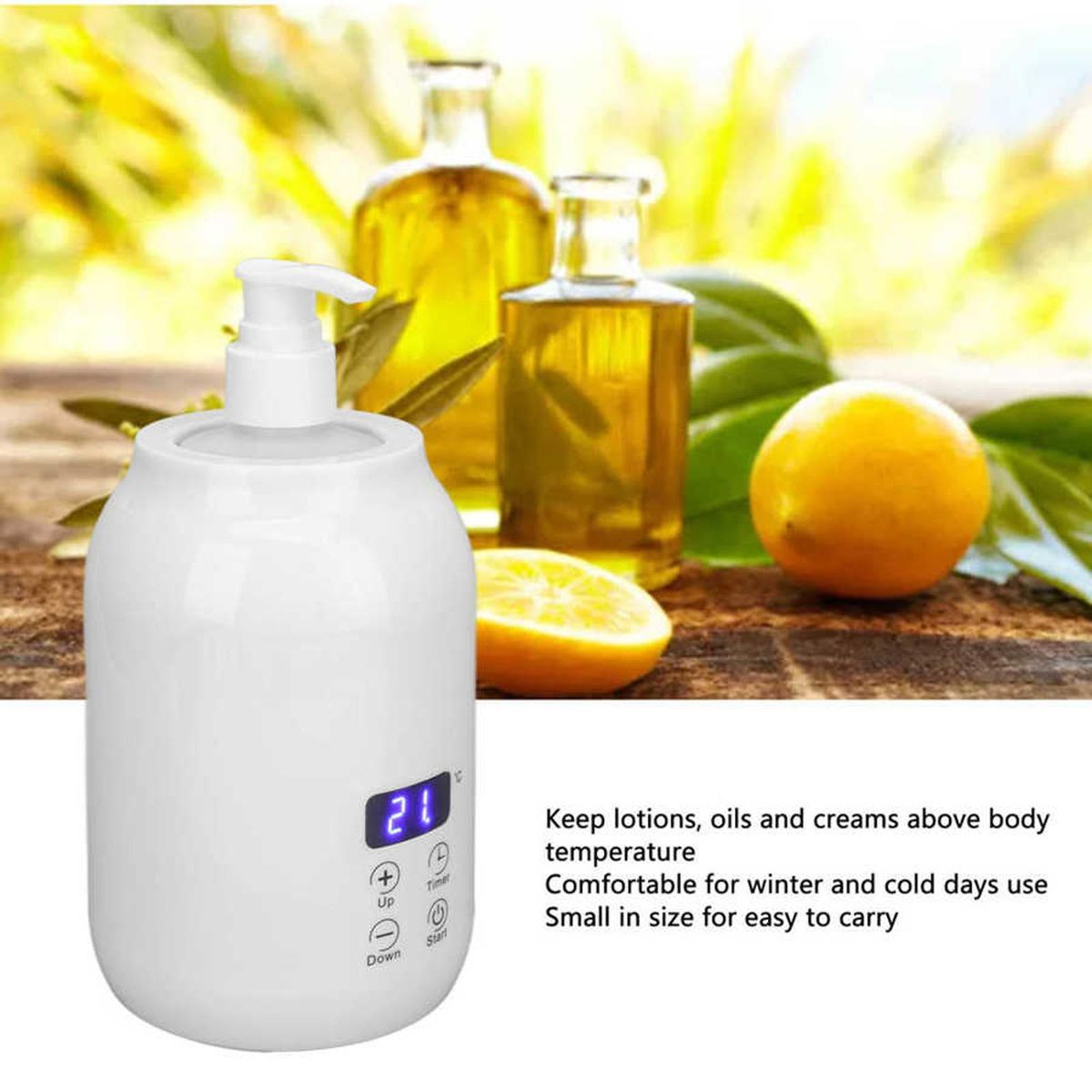 Single Bottle Massage Oil Heater Multifunction LED Black