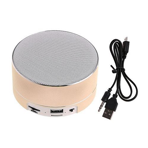YX034 Bluetooth Portable Wireless Speaker For Phone PC Handfree Calling CNC TF Card MP3 Music Speaker With MIC(Gold) HT-S