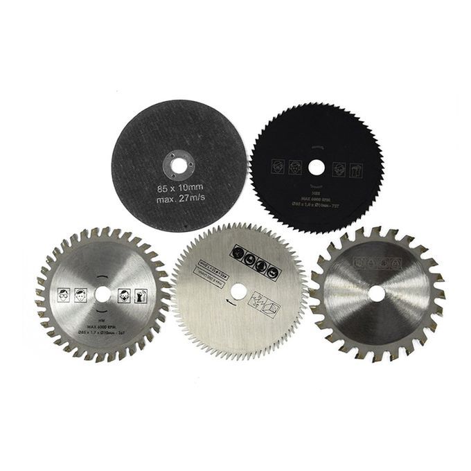5PCS HSS TCT Circular Saw Blade Rotary Tool 85x10MM Wood Cutting Discs Set-Silver & Black-