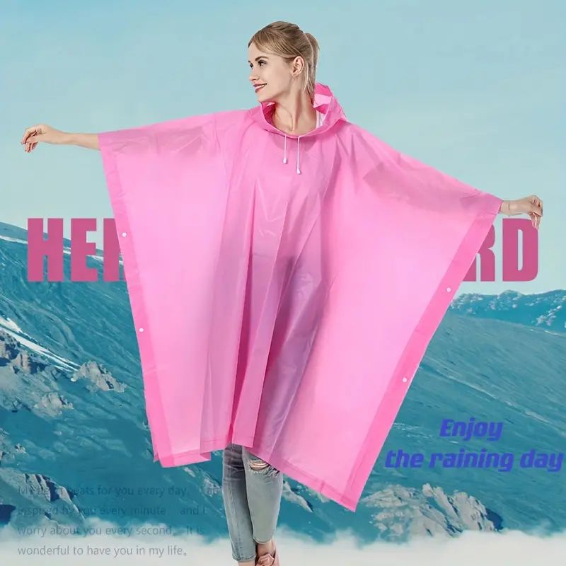 1pc EVA Thickened Reusable Poncho Raincoat, Adult Outdoor Free Size Raincoat