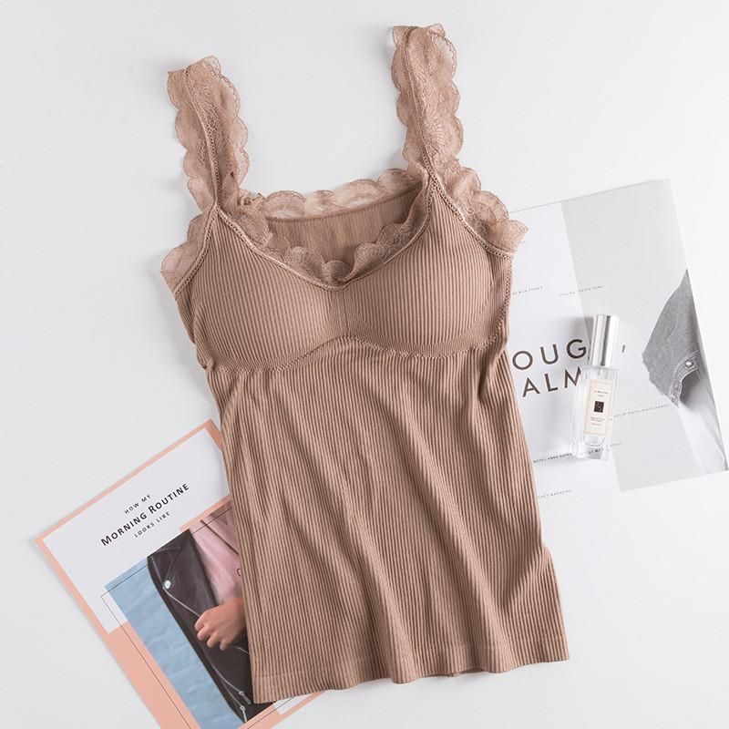 Top adjusted for women Breathable clothing T-shirt tank top classic knitted T-shirt with lace straps and round neck