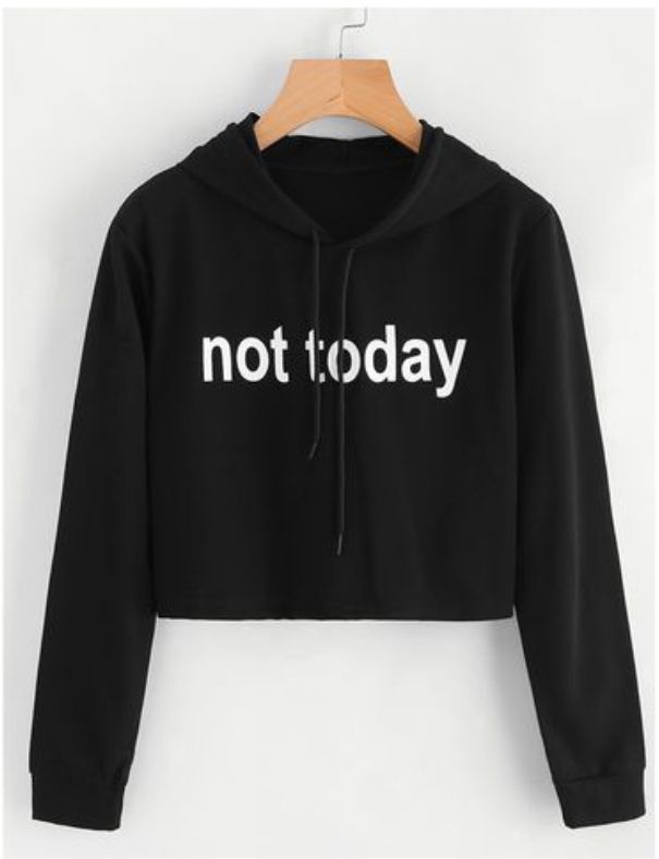 The Not Today Classic Crop Top Hoodie Black