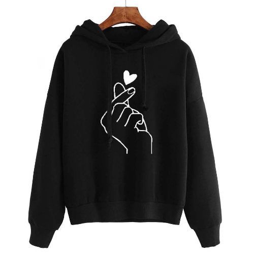 Ladies Loose Casual Print Hoodie