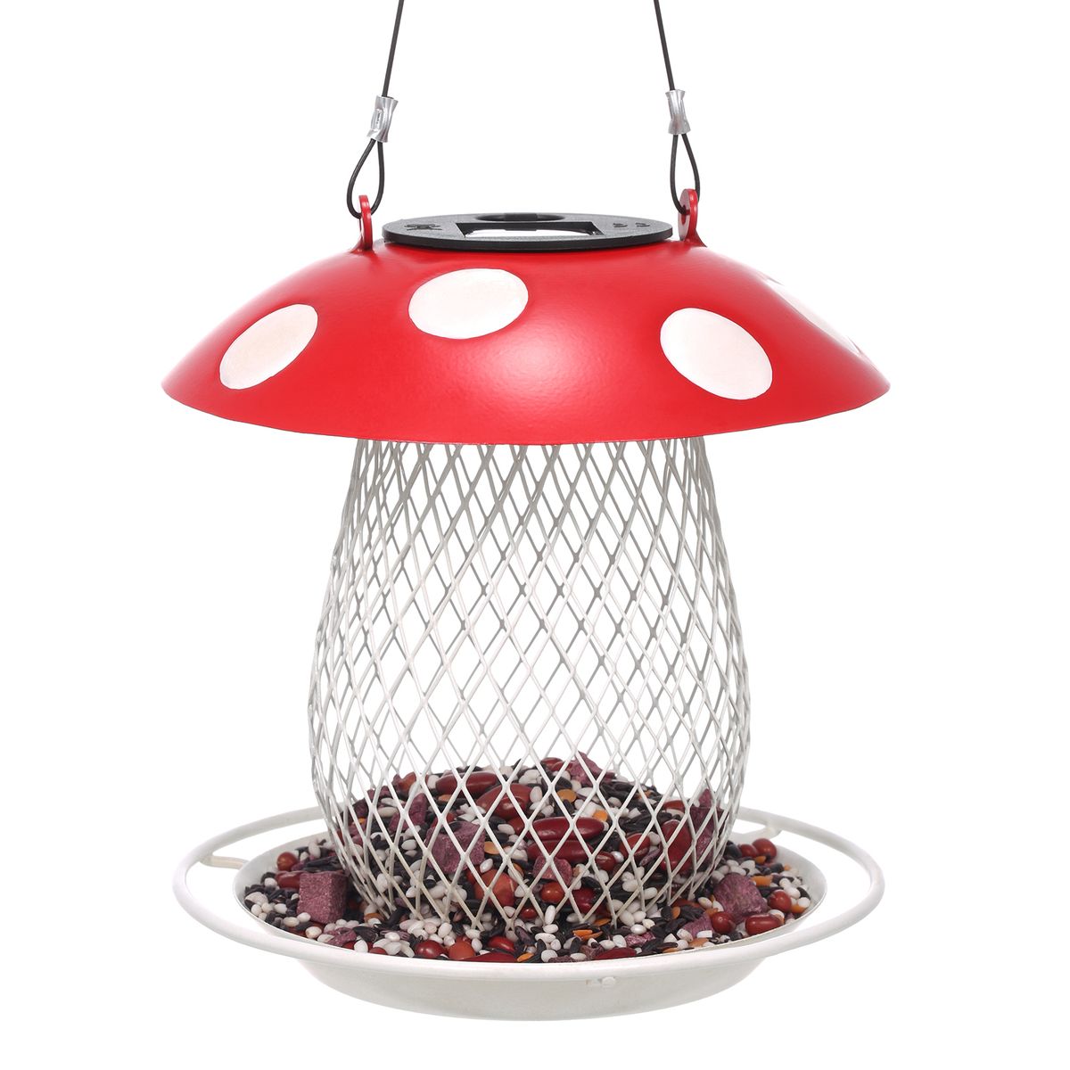 Tomfeel Mushroom Bird Feeder Solar Lamp Lights Wild Bird
