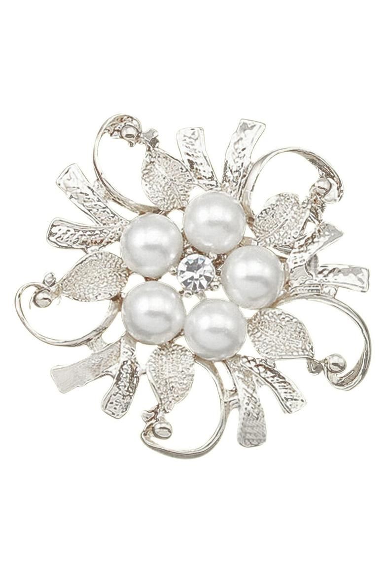 Flower Brooch Pin Rhine Bouquet Bridal