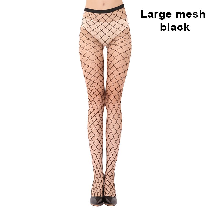 (L Black)Lolita Women's Long Sexy Fishnet Stockings Fish Net Pantyhose Mesh Nylon Tights Linge SMA