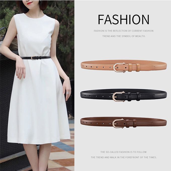 Women's Belt Pin Buckle Belt Women's Pure Cowhide Simple Denim Suit Belt