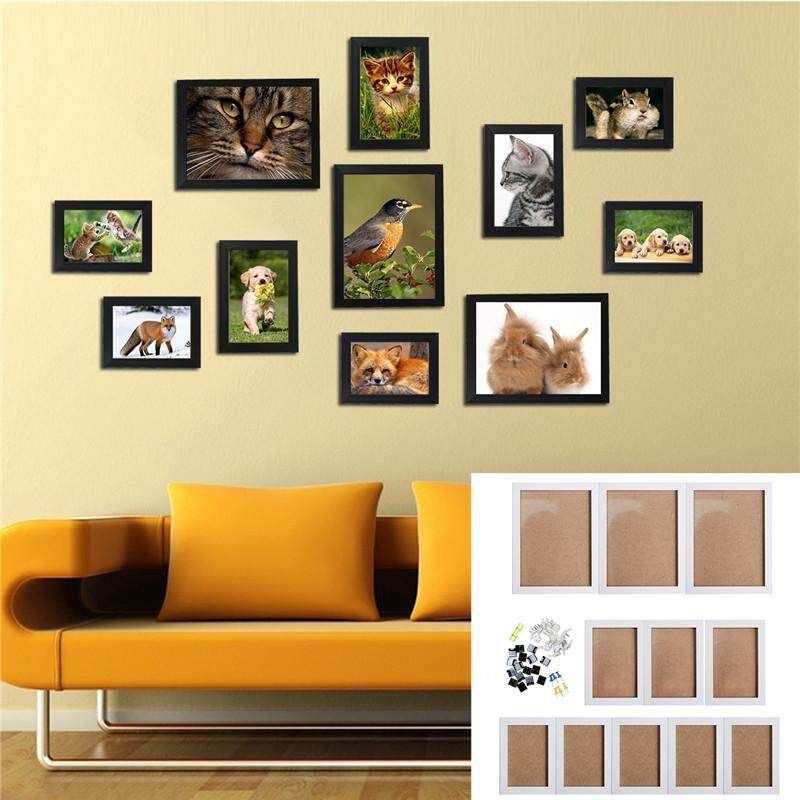 2 SET 11Pcs Wall Hanging Photo Frame Set Family Picture Display Modern Art Home Decor Black