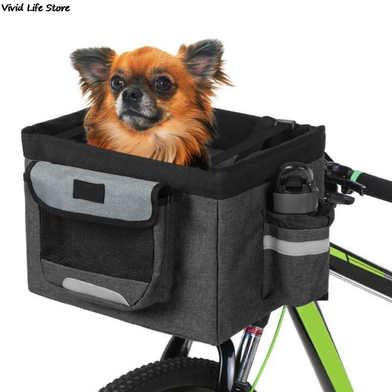 Foldable Oxford Fabric Bike Basket 10kg Load Bicycle Handlebar Front Bag Box Pet Dog Cat Carrier Bycicle Accessories For Dog