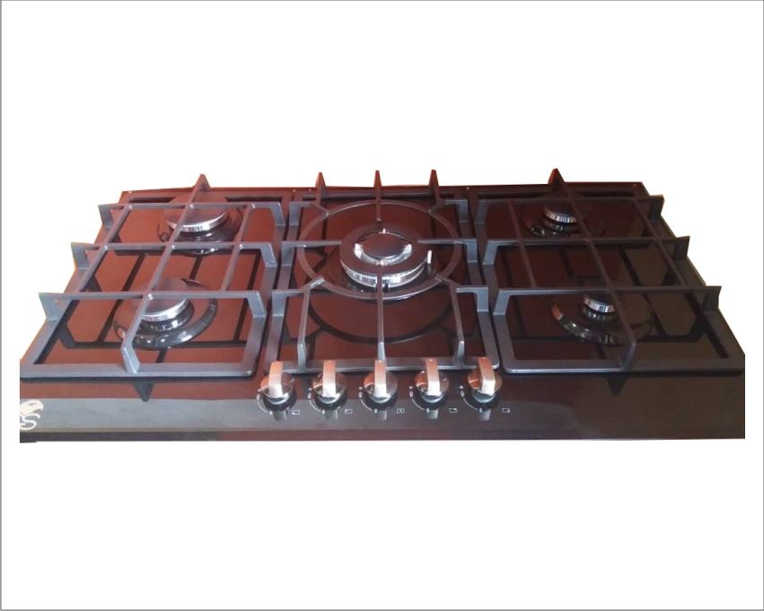 90x52cm Built-in 5 Burner Gas On Tempered Glass Hob Qb522