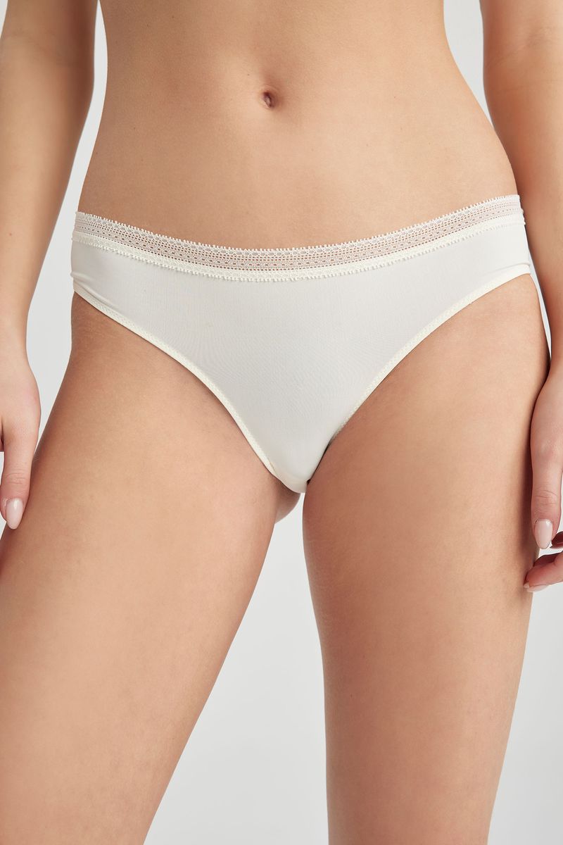 Woman Casual Brazillian Underwear Slip - Ecru