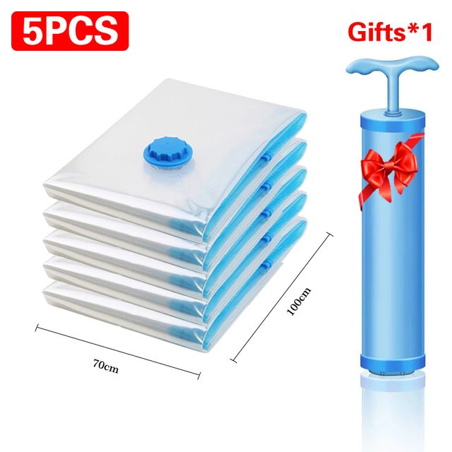 Vacuum Bag Storage Bag For Clothes Seal Compressed Travel Space Saver Bag With Pump Home Storage Organizer