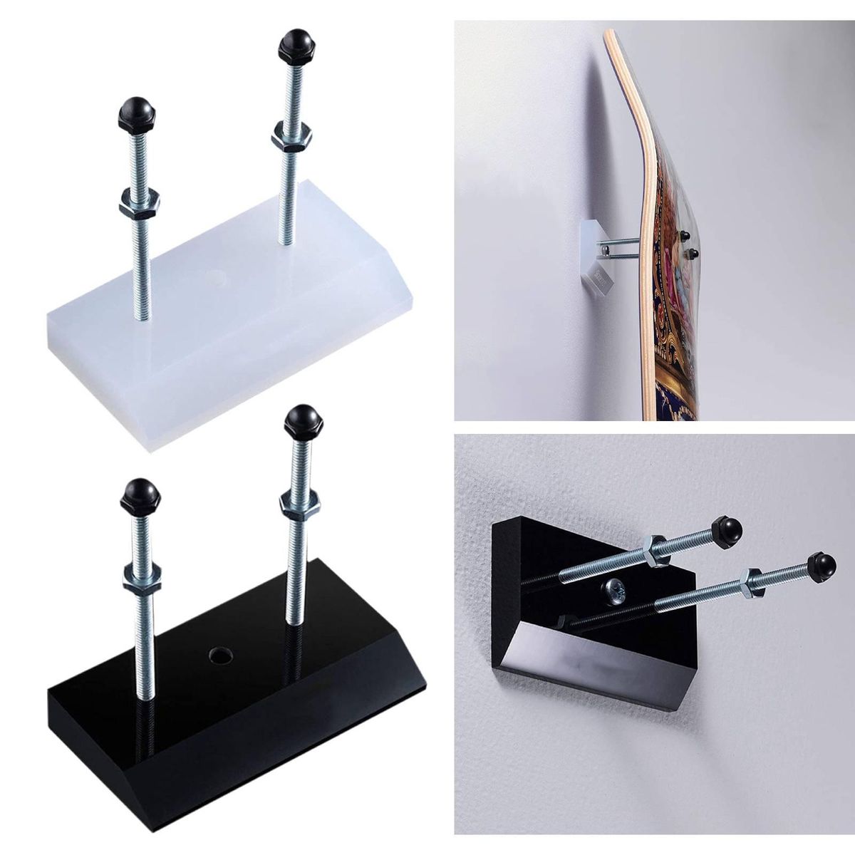 2pcs Skateboard Longboard Wall Mount Hanger Acrylic Display Storage