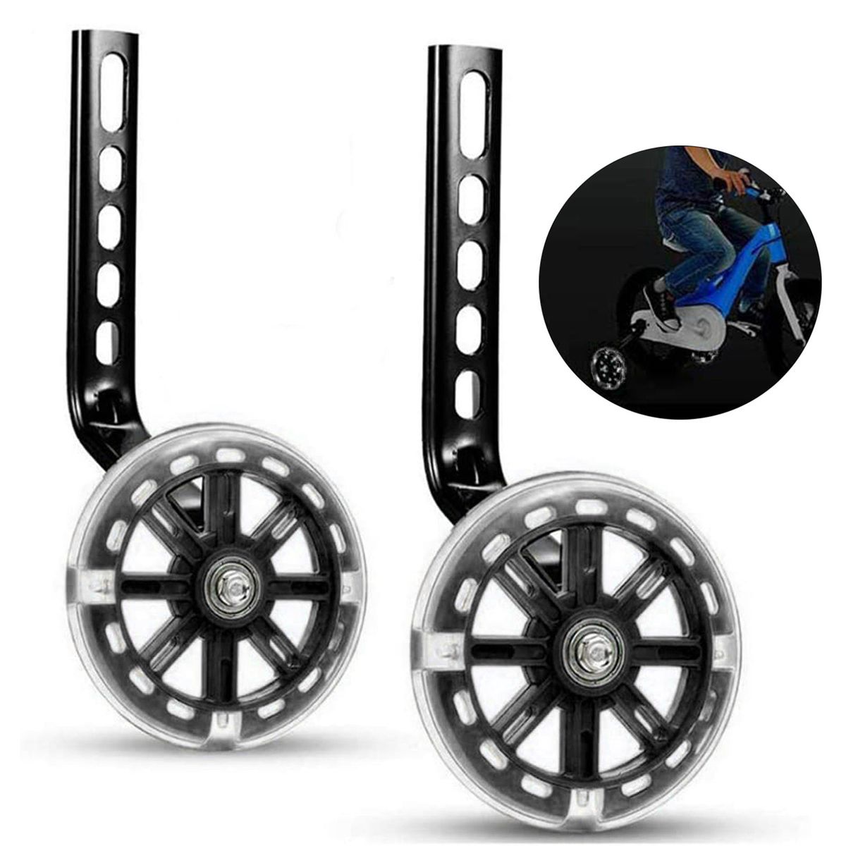 Training Wheels, 1 Pair Heavy Duty Rear Wheel  Black