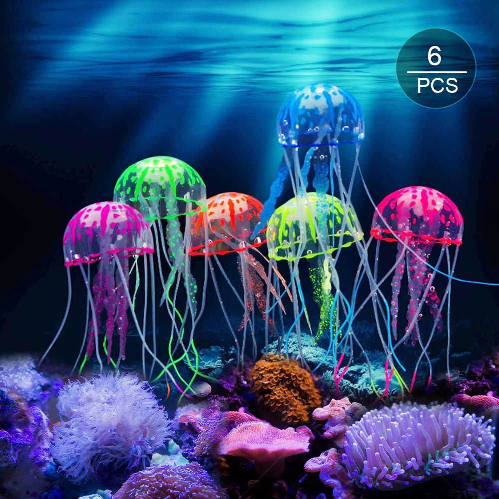 6 Pcs Glowing Jellyfish Decoration Artificial Floating