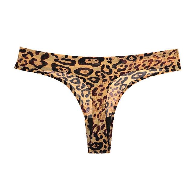 1Pc Y Thong Thin Soft Breathable Ice Silk Leopard