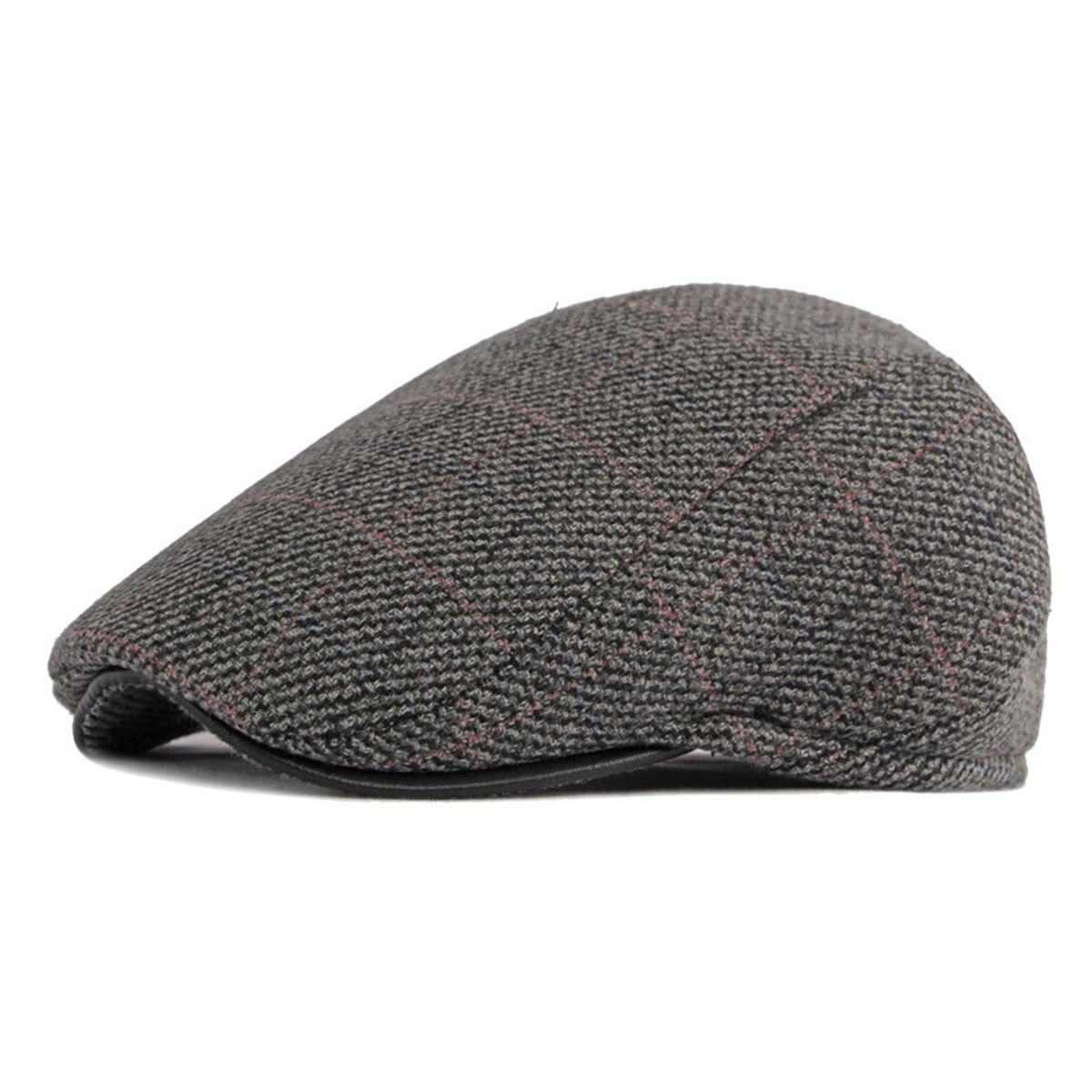 Peaked Cap Classic Plaid Stripe Cap Grey