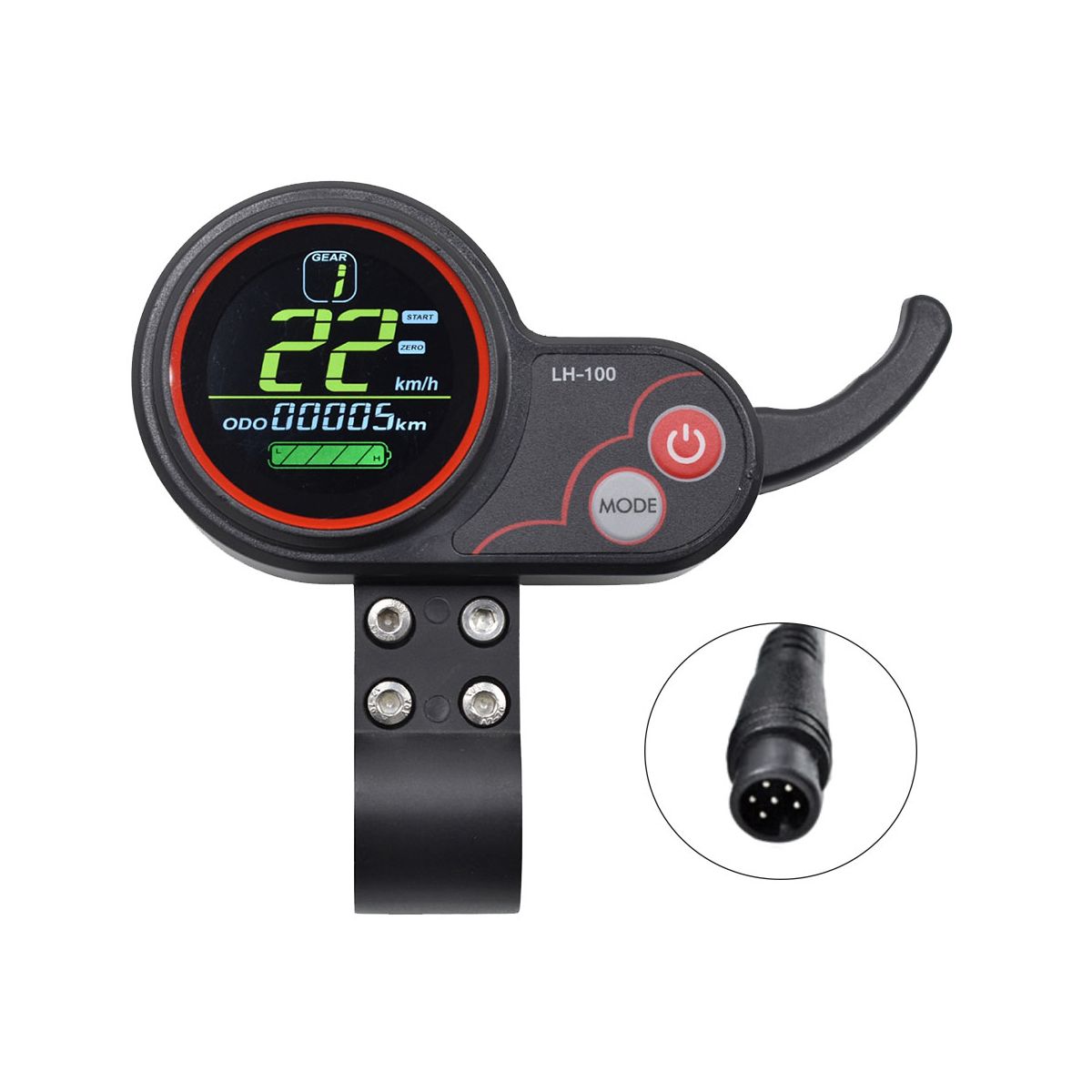 LH100 LCD Display Dashboard Throttle Meter 24V-60V for Electric Scooter Ebike LCD Display Speedometer(6PIN)