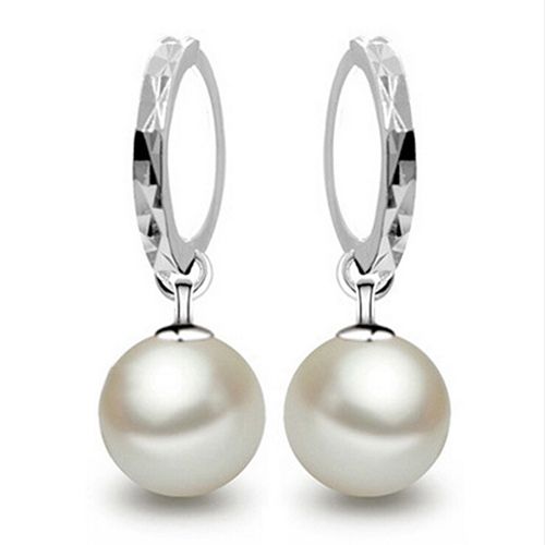 Women\'s Elegant Faux Pearl Dangle Eardrop Ear Hoop Earrings Jewelry Charm