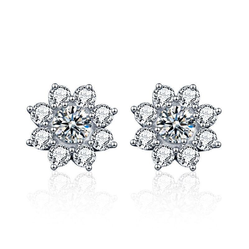 XEZ002 925 Silver Sun Flower Earrings