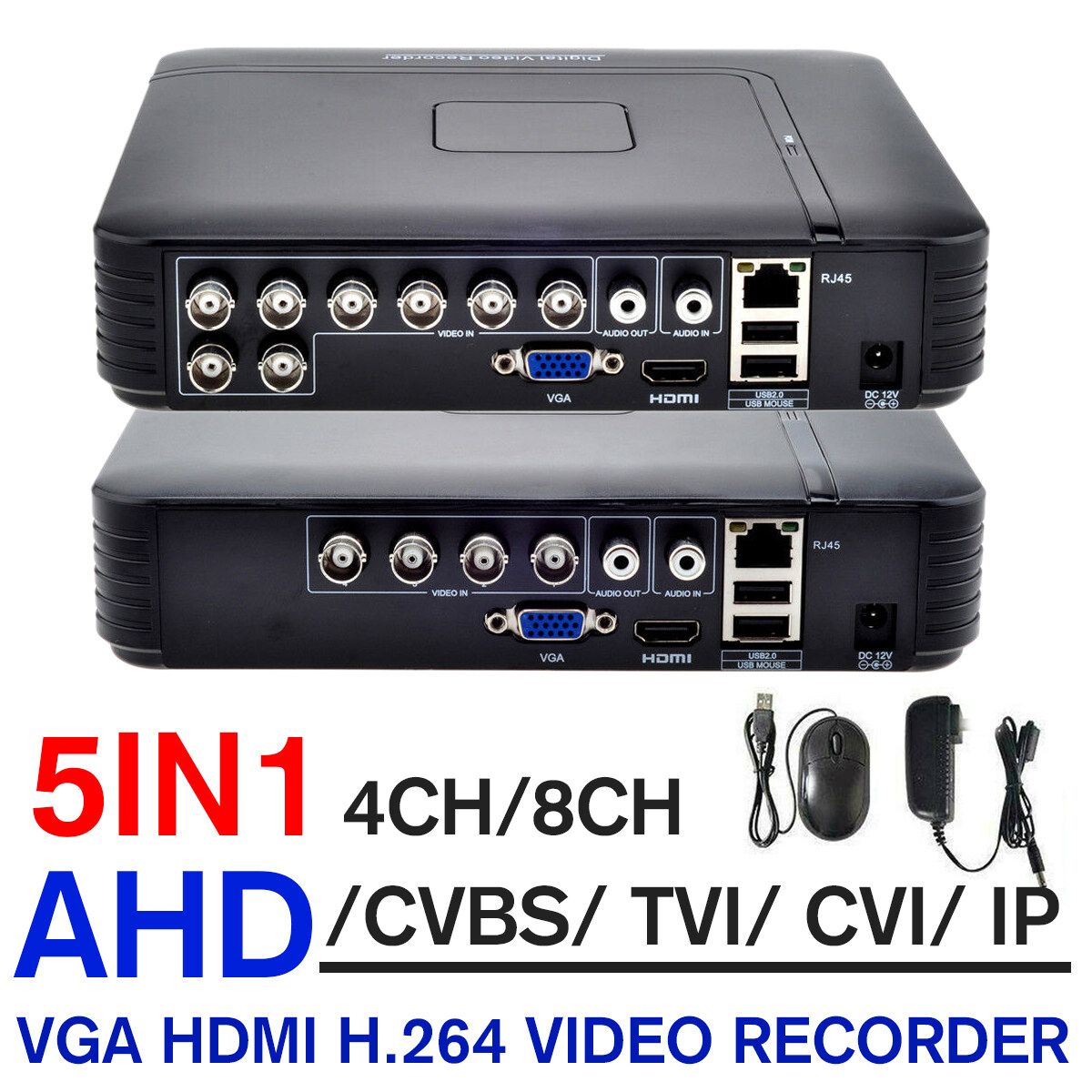 AHD DVR 1080N 4CH/8CH CCTV DVR CVI TVI NVR 5IN1 VGA HDMI H.264 Video Recorder 8CH