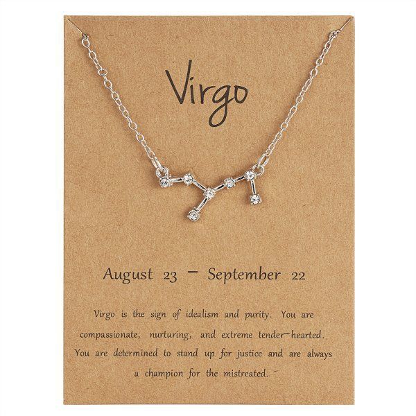 Twelve Constellations, Starry Sky, Diamond Necklace, Silver Virgo