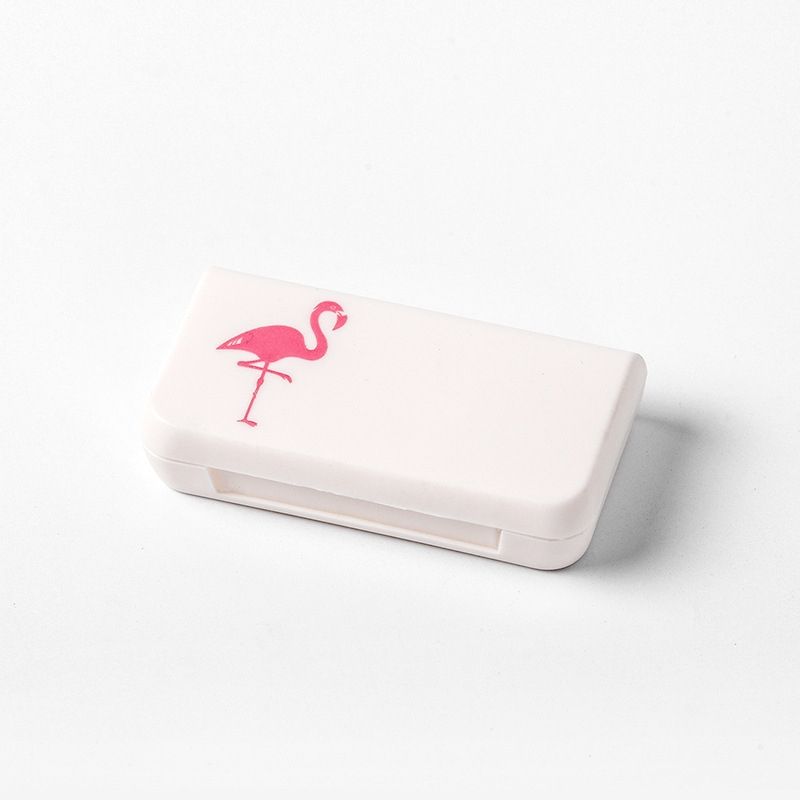 8 PCS Small Portable Moisture-proof Sealed Medicine Box 3 Compartments A Day Medicine Divided(Flamingo)