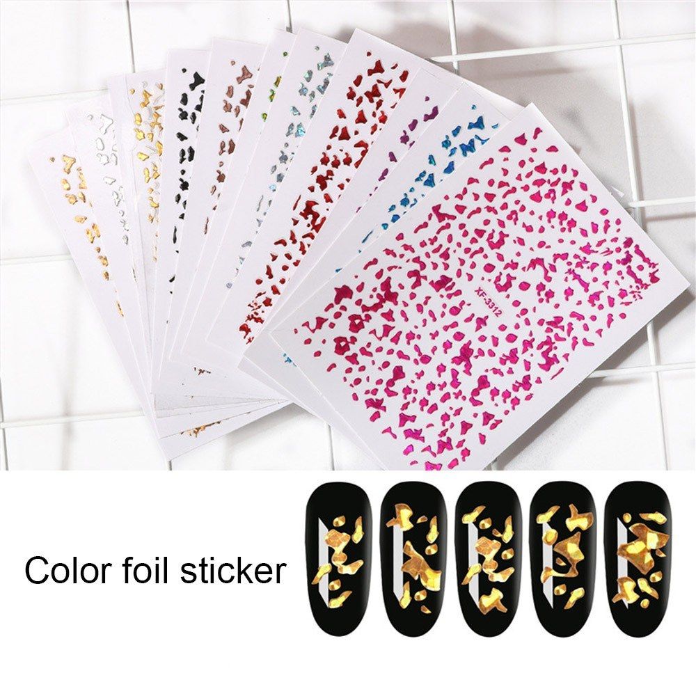 12 Sheets Nail Art Stickers 3D Foil Manicure Stickers