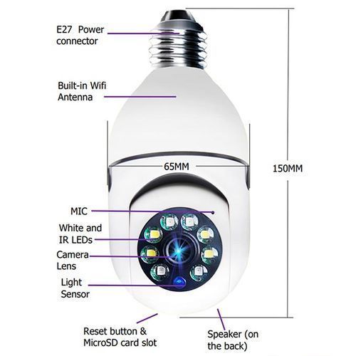 1080P Wireless 360 Rotatable Light Bulb Wifi PTZ IP Cam