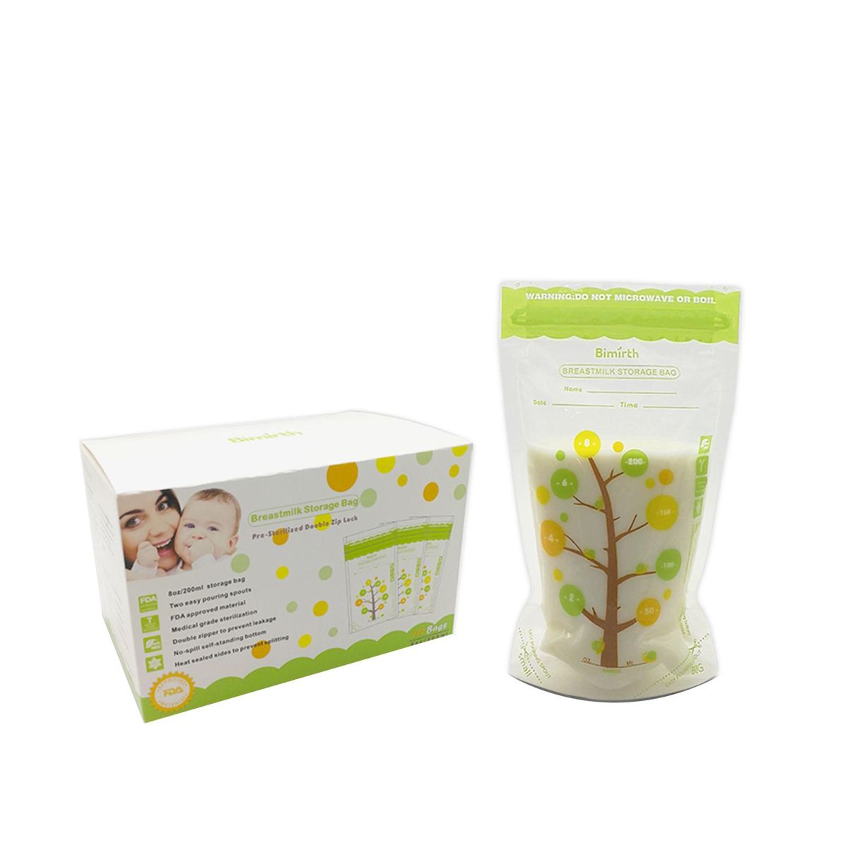 Bimirth 112 PCS Breast Milk Storage Fresh Bags 250ML Capacity Safe Material BPA-free Milk Storage & Freezing Bag Container for Baby Infants Newborn