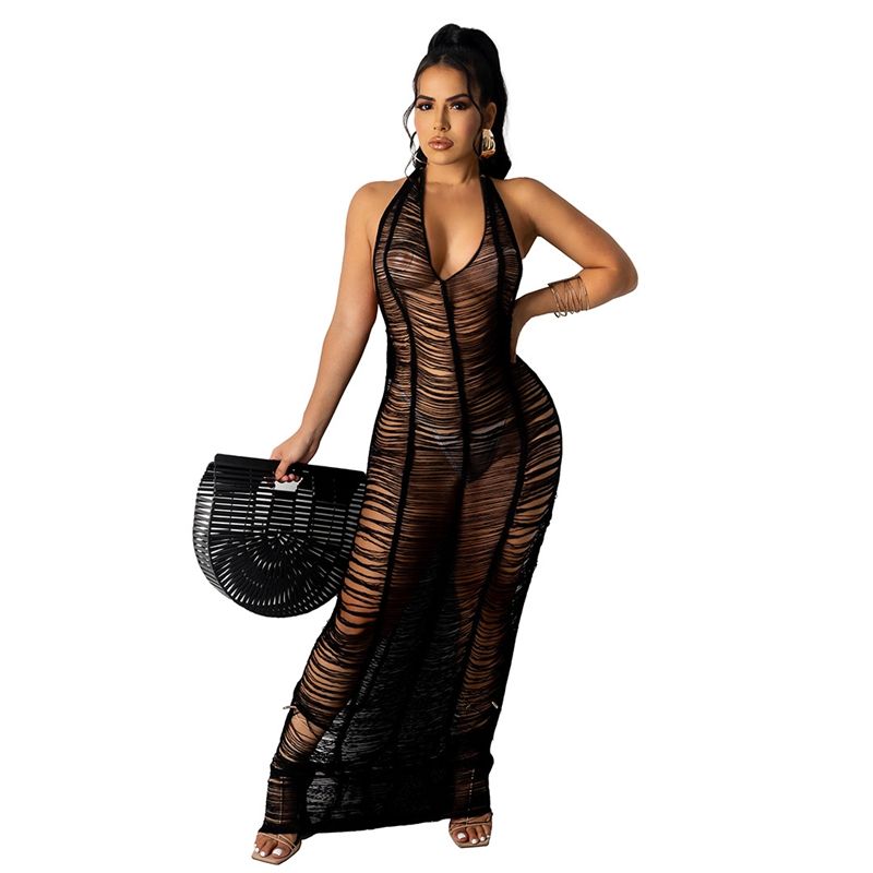 (Z098  Black)Solid Crochet Cover Ups Beads Twinkling Mesh Cover Up Handmade Crochet Beach Dress Mesh Beach Wear Net Bodysuit Bead Cover Ups SMA