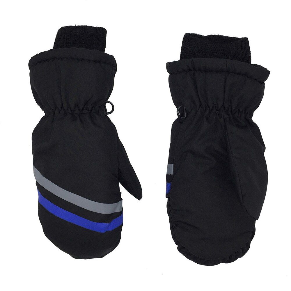 (Black)Thicken Warm Windproof Waterproof Winter Must Children Ski Gloves Outdoor Riding Snow Snowboard Long-sleeved Ski Mitten