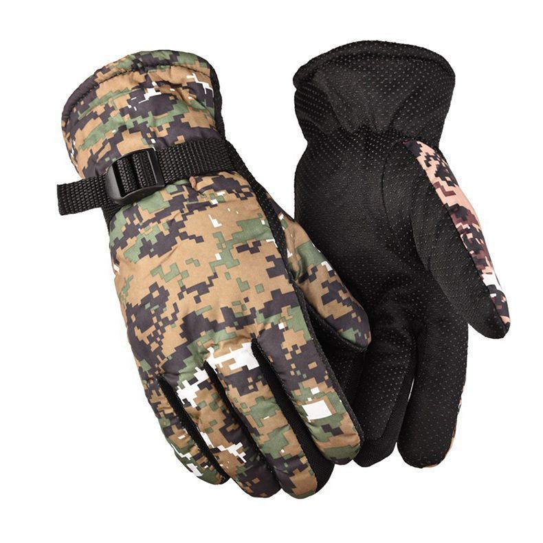 (Army Green)Men Skiing Gloves Waterproof Winter Warm Hands Gloves Snowboard Thermal Motorcycle SCO