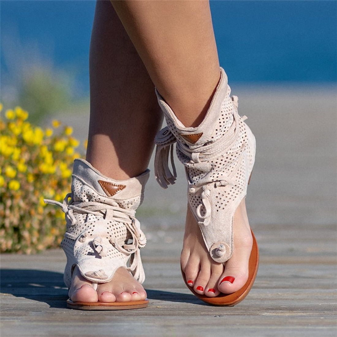 Retro Women's Sandals 2021 Gladiator Ladies Clip Toe Vintage Boots Casual Tassel Rome Fashion Summer Woman Shoes Female