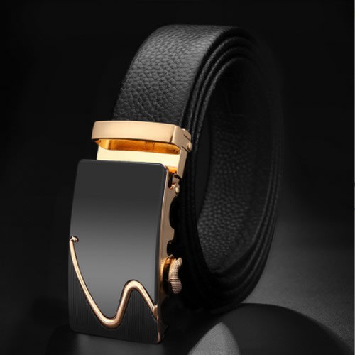 Men's Leather Belt With Automatic Buckle