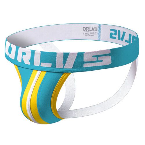 Sexy Casual Men Briefs Jock Strap Breathable Underwear Backless Jockstrap Underpant Thong Black Blue Pink Yellow(#Blue)