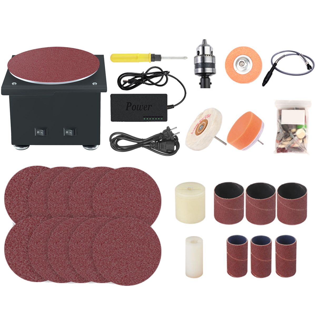 Mini Bench Disc Sander And Sanding Roller With Flexible