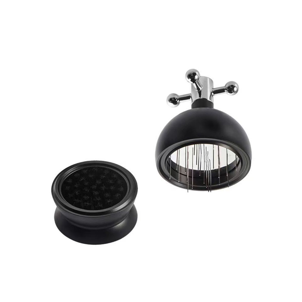 Black Coffee Distributor,Saving 22 Needles Rotating Valve Head Coffee Needle Distributor Fixed Cover for Powder 53mm