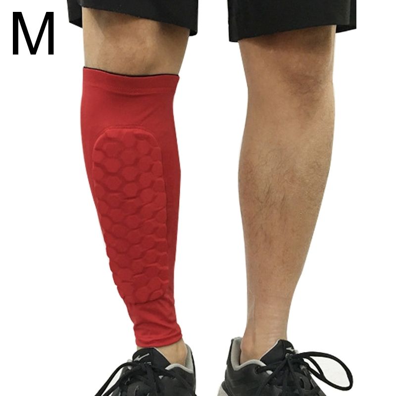 Football Anti-collision Leggings Outdoor Basketball Riding Mountaineering Ankle Protect Calf Socks Gear Protecter(Red Size: M)