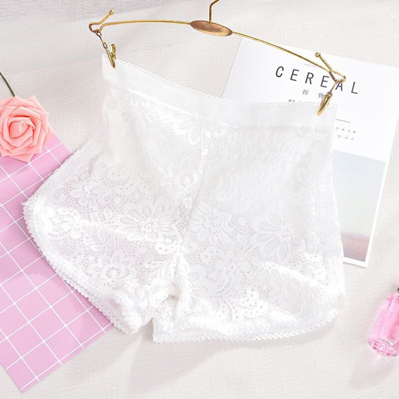 (White)Safety Shorts Pants Lace Seamless Soft And Comfortable Cotton Material Boxer Safety Pant For Women Pantiesant For Women Panties DOU