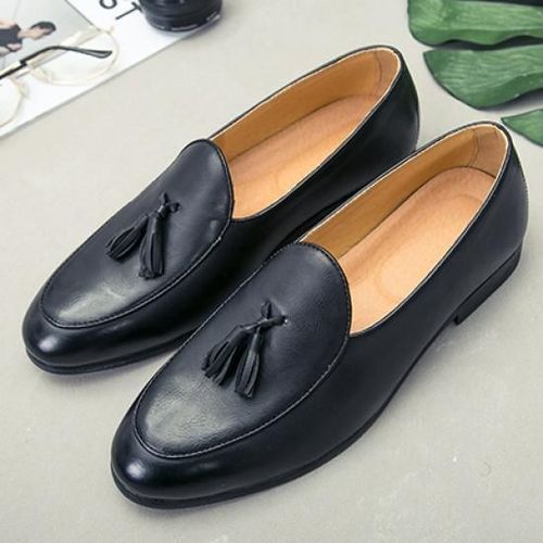 Authentic Black Leather Double Tasseled Shoe _ Men