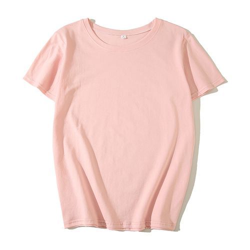 Women's Loose Crew Neck Top T-Shirt Pink