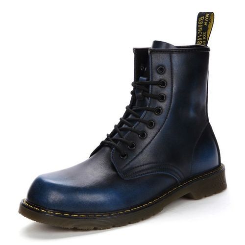 Flangesio Luxury Men's Fashion Boots EUR Size 36-47 Top Quality Italian Handmade Cow Split Leather Motorcycle Boots Unisex High Top Martin Boots Handsome Male Shoes Couples Oxfords Outsole Ankle Boots Blue