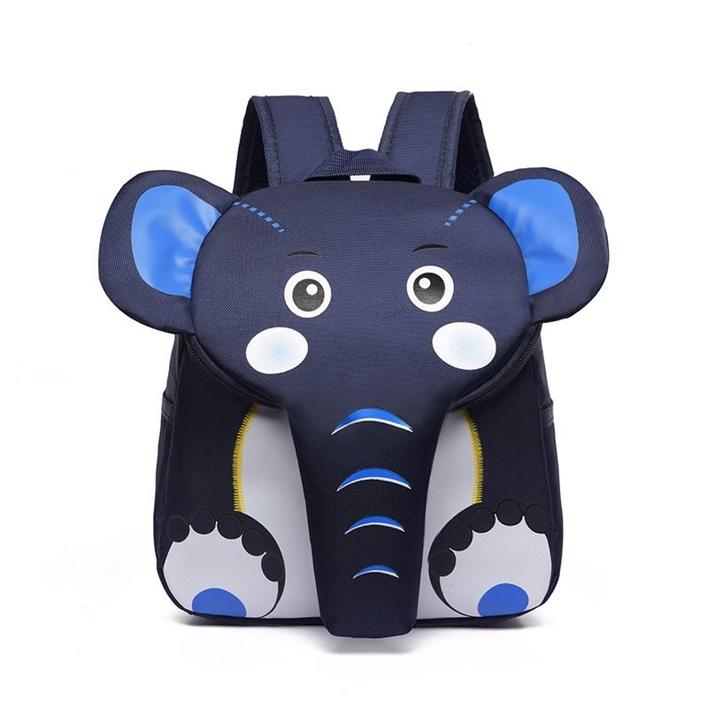 Elephant School Backpack For Children Cute 3D Animal Kids School Bags Boys Girls Schoolbag(Navy Blue)