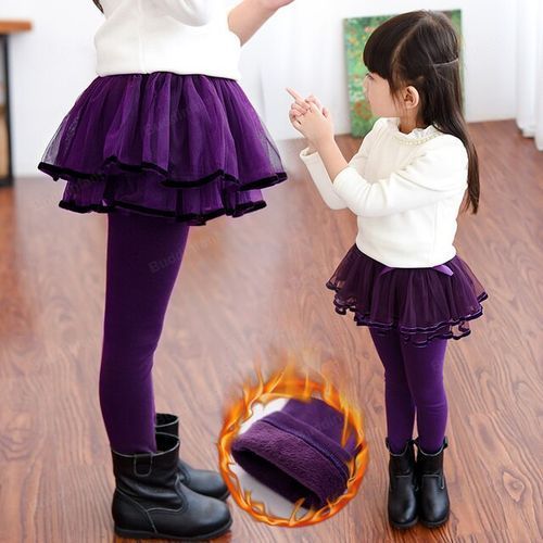 Winter Kids Girls Thickened Tights Mini Skirt