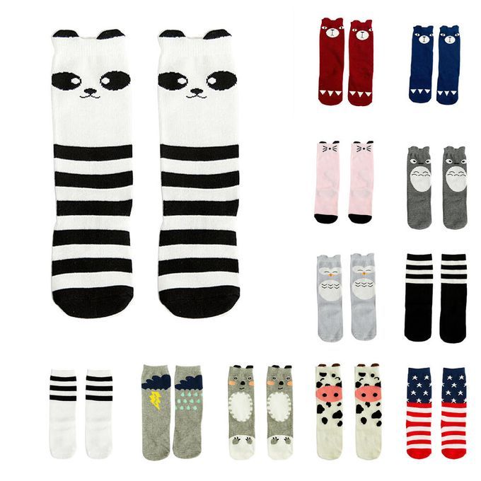 Baby Kids Girls Animal High Socks Knee Tights Hosiery Pink Mouse