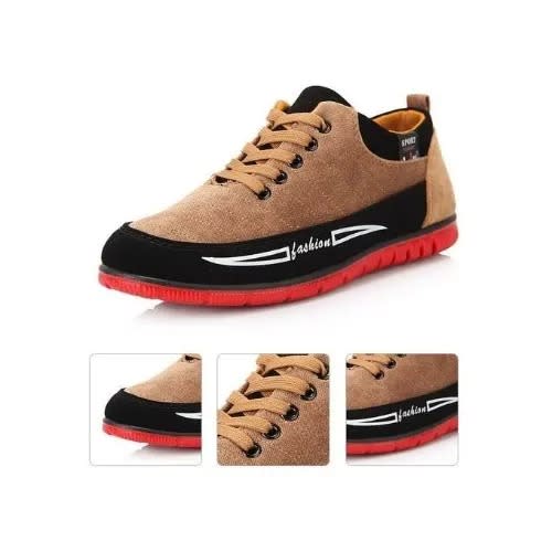 Breathable Lace-up Canvas Shoes - Brown