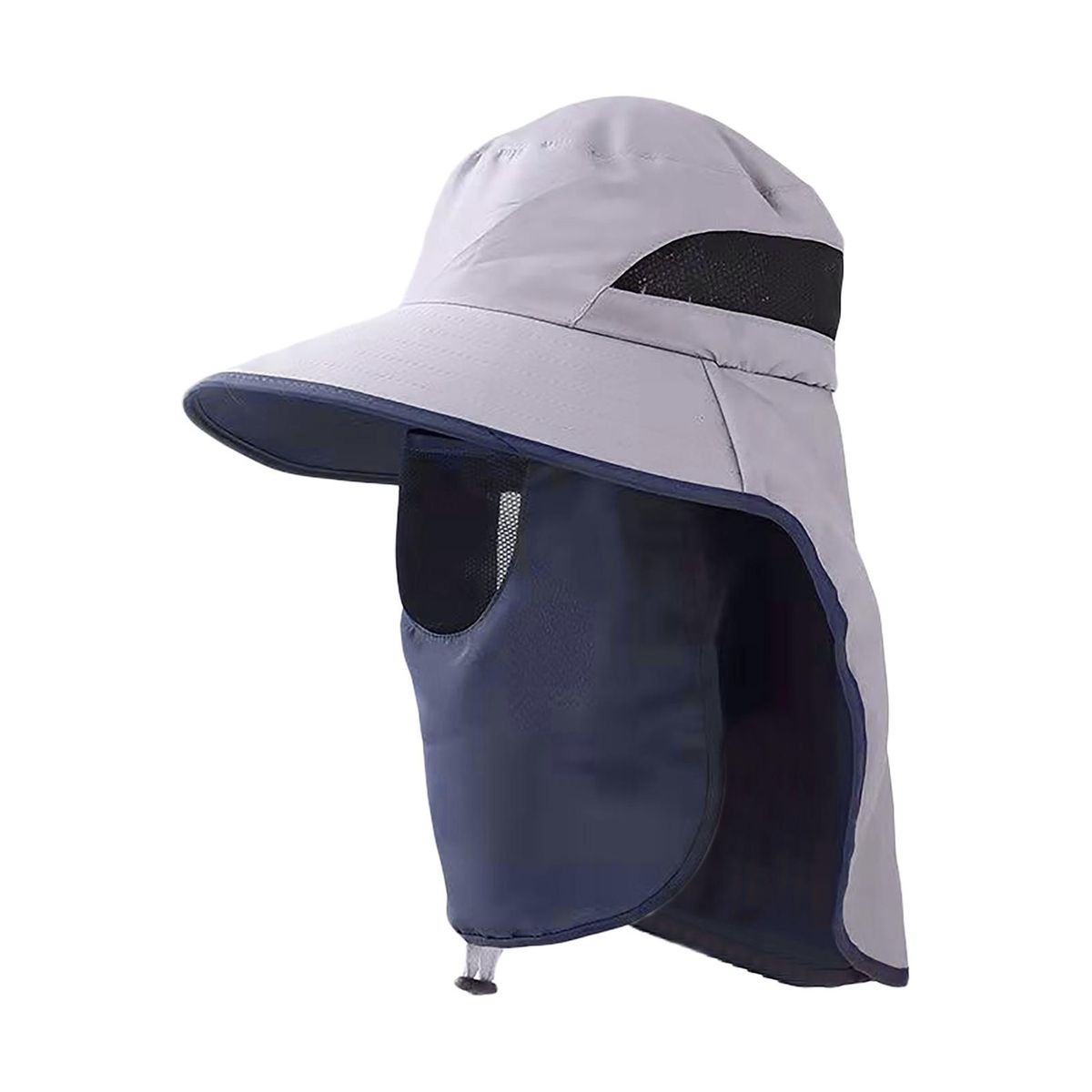 Sun Hat UV Protection Adjustable Strap Fishing Sun Hat Light Grey