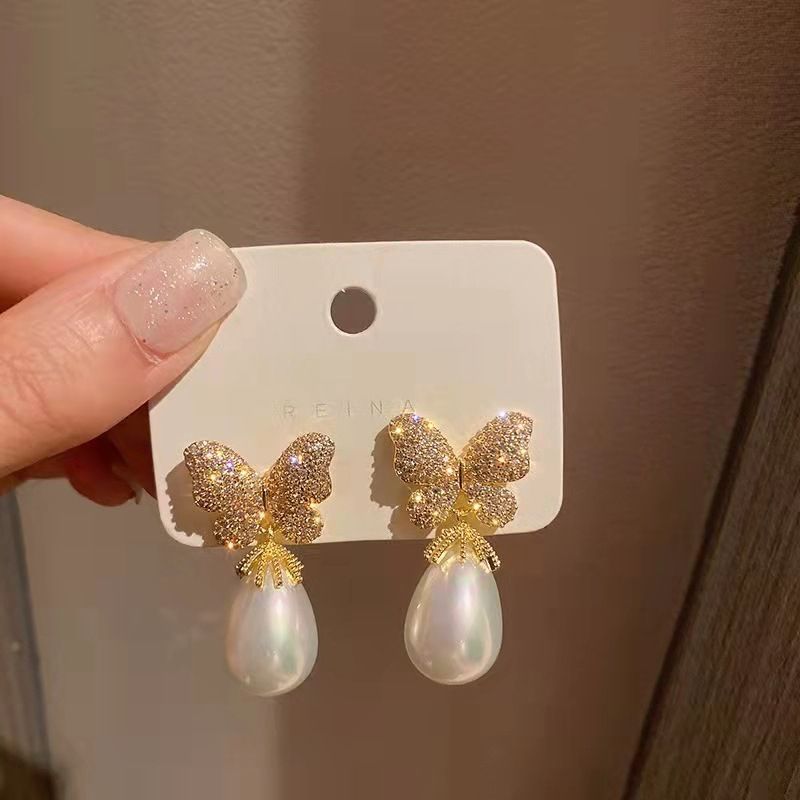 Butterfly Drop Dangle Bridal Fashion Non-Tarnish Ear